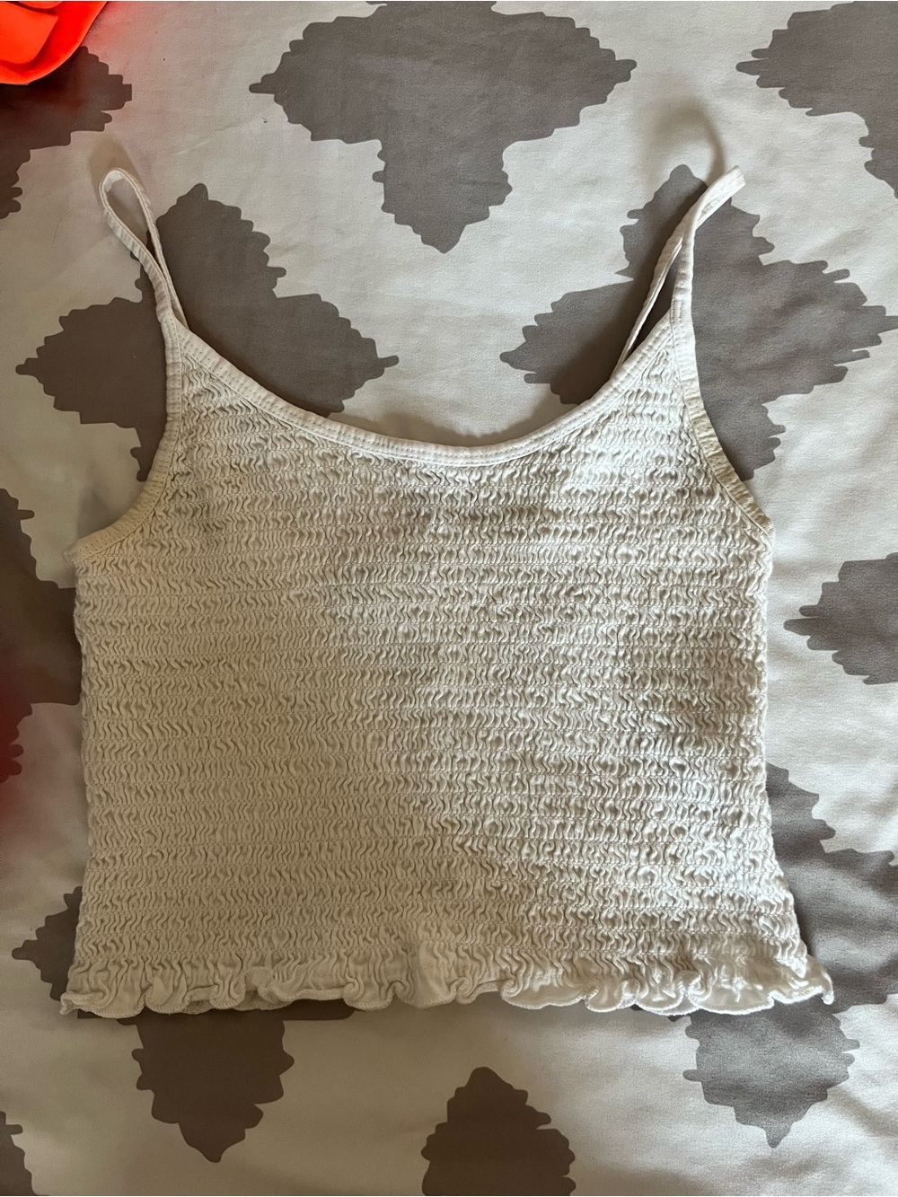Hollister Cream Smocked Spaghetti Strap Tank Top